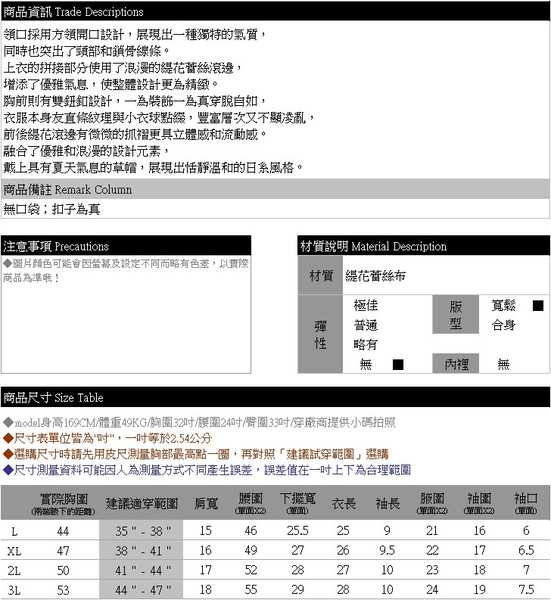 日系--優雅田園風緹花蕾絲滾邊拼接寬鬆方領短袖上衣(黑.藍.杏L-3L)-U730眼圈熊中大尺碼 product thumbnail 11