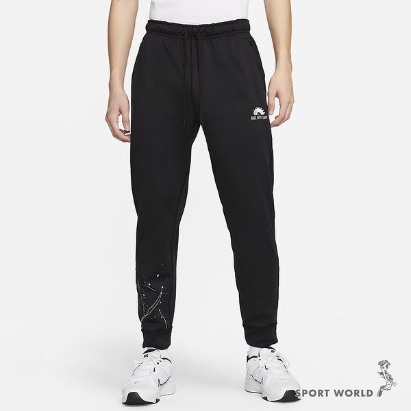 Nike 男 長褲 訓練 Therma-FIT 刷毛 潑墨 黑 DX1545-010