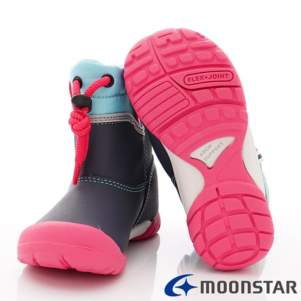 ◍零碼◍日本月星Moonstar機能童鞋TSUKIHOSHI系列寬楦軟式彎曲護踝輕量學步靴鞋款22105深藍(中小童段) product thumbnail 7