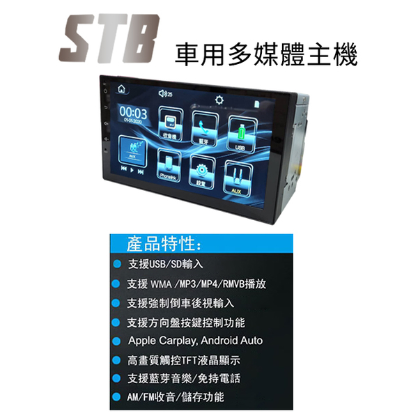 【STB】N3-U702 7吋通用型 觸控螢幕主機 ＊藍芽+CarPlay+Android 雙向連動*台灣製造 公司貨