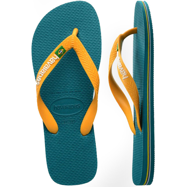 HAVAIANAS 哈瓦仕 人字拖 BRASIL LOGO 綠黃 拖鞋 男 41108501832U product thumbnail 2