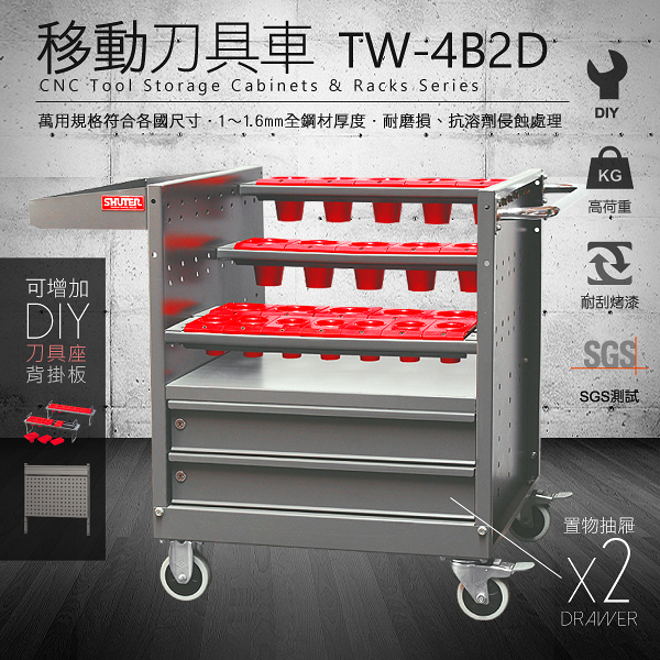 【SHUTER 樹德】專業型刀具車 TW-4B2D 刀具座28格 電動工具 空油壓器材 焊接器材 工安器材 工廠