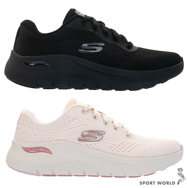 Skechers 慢跑鞋 女鞋 寬楦 ARCH FIT 2.0 全黑/粉【運動世界】150051WBBK/150051WNTMT