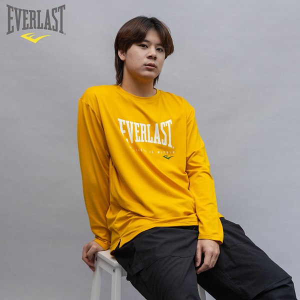 EVERLAST 長袖 黃 白LOGO 薄長T 休閒 男 4051107562