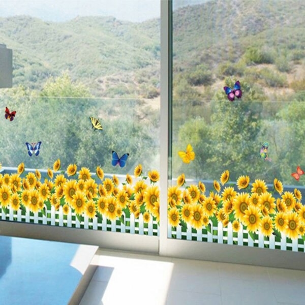 創意無痕壁貼 陽光向日葵 DIY組合壁貼 花草壁貼 牆貼 背景貼 壁貼紙