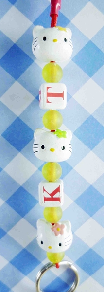 【震撼精品百貨】Hello Kitty 凱蒂貓~手機吊飾-白英文黃花