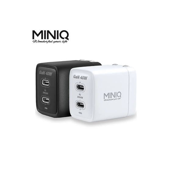 MINIQ 40W氮化鎵GaN 雙Type-C充電器 PD+QC急速充電組 台灣製(內附充電線)AC-DK69T