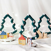 【BlueCat】聖誕節 DIY 毛氈毛球木板聖誕樹 手作 耶誕 裝飾品 擺飾