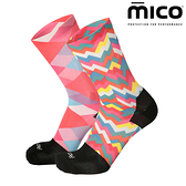 MICO 不對稱印花輕量中筒自行車襪 CA1340 / 城市綠洲(襪子 透氣 快乾 義大利)