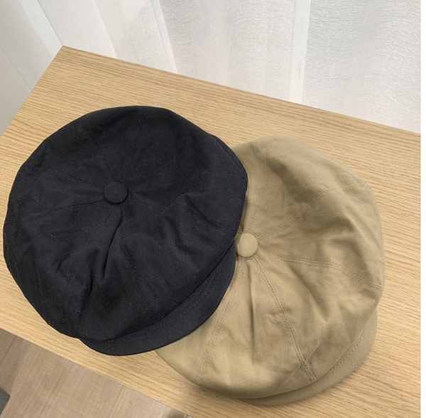 [現貨]帽子 簡約素面八角帽 報童帽 雙層內裡 可調整帽圍 英倫風 復古文青配件 黑/卡其 C2107 OT SHOP product thumbnail 3