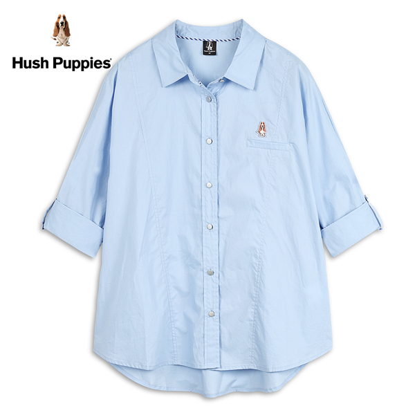 Hush Puppies 襯衫 女裝素色寬版反釦連袖襯衫 product thumbnail 3