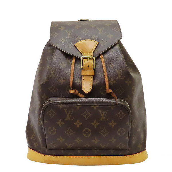 【二手名牌BRAND OFF】LOUIS VUITTON LV 路易威登 棕色 原花帆布 Montsouris GM 後背包 金扣 M51135