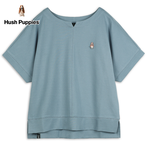 Hush Puppies 上衣 女裝簡約船型領落肩短版上衣