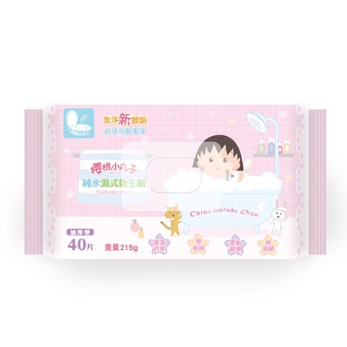 櫻桃小丸子純水濕式衛生紙40抽x3包【愛買】 product thumbnail 2