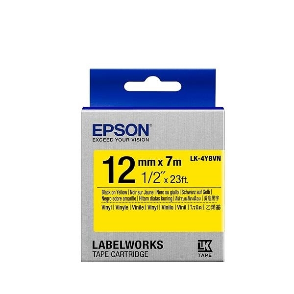 EPSON LK-4YBVN 原廠標籤帶(耐久12mm)黃黑 C53S654480