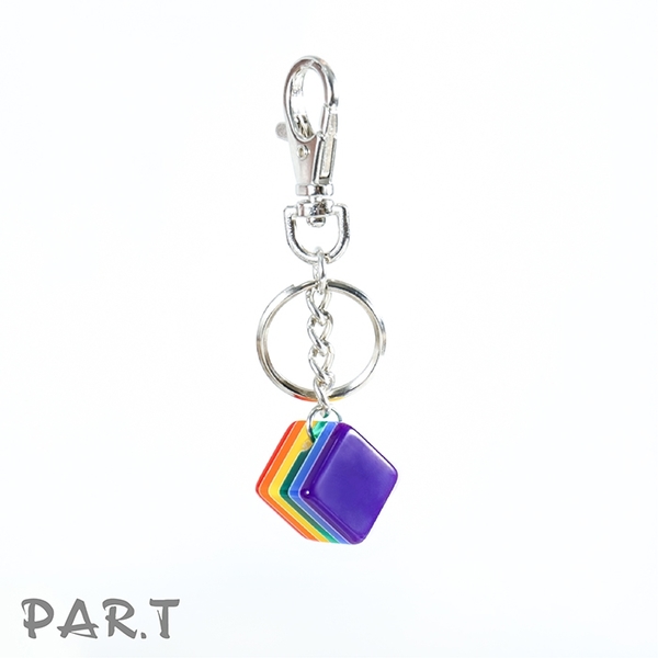 【PAR.T】彩虹方塊Key環(深藍)