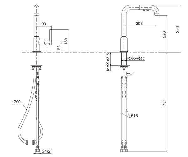 【麗室衛浴】美國KOHLER Purist® 伸縮/抽拉 水槽龍頭/立式龍頭/吧檯/洗衣槽/檯面龍頭 K-7505T-B4-CP