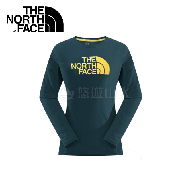 【The North Face 女款 Logo棉長T《深藍色》】364P40Q/吸濕排汗/機能性/長T