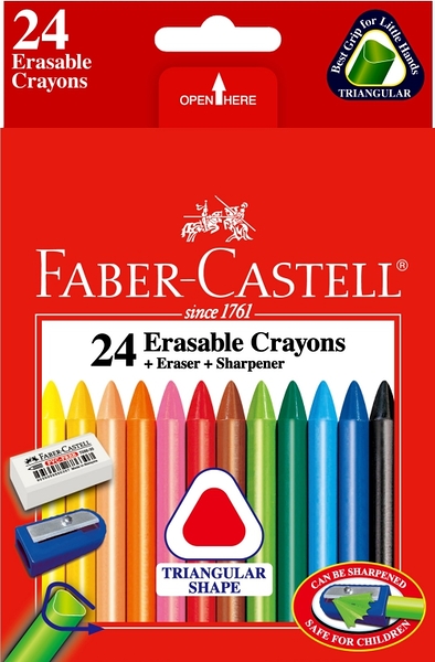 輝柏 Faber- Castell 三角粗芯擦擦蠟筆24色