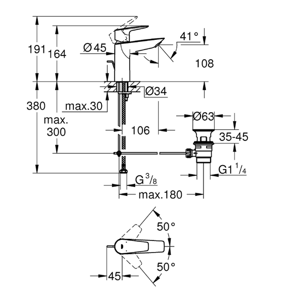 【麗室衛浴】德國GROHE 23758001 單槍面盆龍頭 BAUEDGE NEW