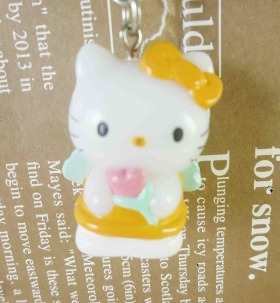 【震撼精品百貨】Hello Kitty 凱蒂貓~鎖圈-天使黃