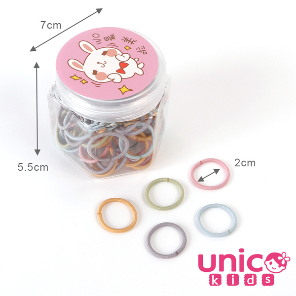 UNICO 兒童少髮量甜甜百搭100條罐裝髮圈-莫蘭迪色風 product thumbnail 8