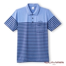 【南紡購物中心】CUMAR 羅紋領定位條短袖POLO衫 (麻灰藍)