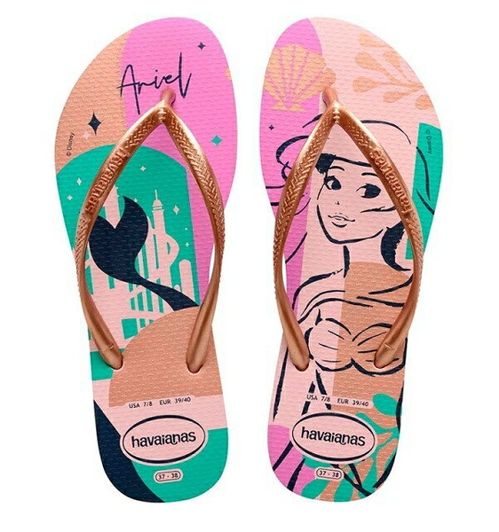 havaianas 哈瓦士 巴西人字拖 女款 Slim princesas 素描小美人魚 拖鞋 夾腳拖【南風百貨】