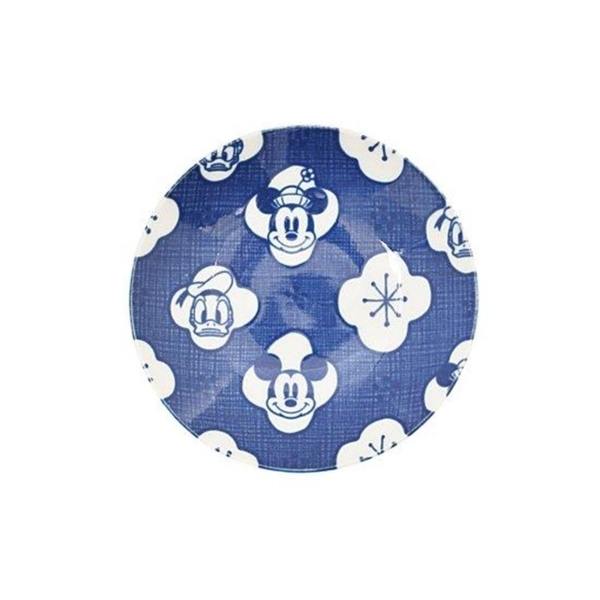 小禮堂 迪士尼 米奇 陶瓷圓盤5入組 (藍大和花紋) product thumbnail 2