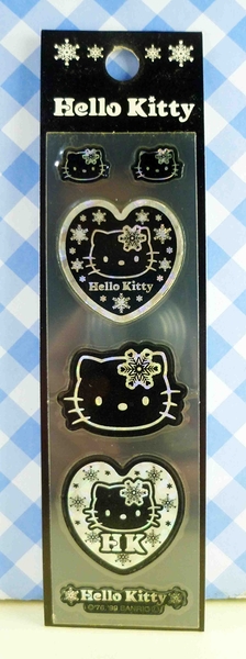 【震撼精品百貨】Hello Kitty 凱蒂貓~KITTY貼紙-閃光貼紙(長條)-黑心(大)