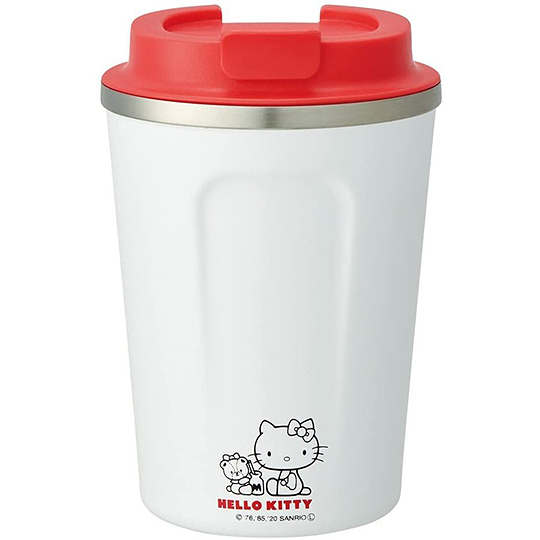 小禮堂 Hello Kitty 不鏽鋼隨行杯 不鏽鋼隨手瓶 咖啡杯 保溫杯 350ml (白 側坐) 4973307-538421