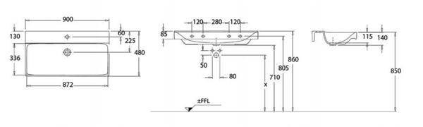 【麗室衛浴】瑞士GEBERIT 500.531.01.1 Xeno²系列 可壁掛檯面面盆(90x48cm) product thumbnail 2