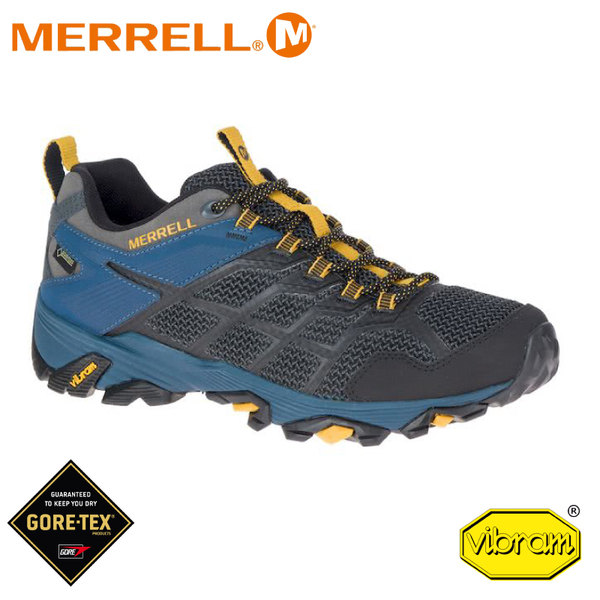 【MERRELL 美國 男 Moab Fst 2 Gore-Tex 低筒登山鞋《深灰/深藍》】48681/登山鞋/健行鞋/低筒靴