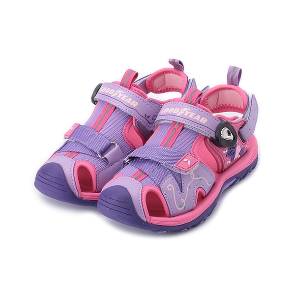 GOODYEAR 玩酷潮夏磁扣護趾運動涼鞋 粉紫 GAKS28913 中大童鞋