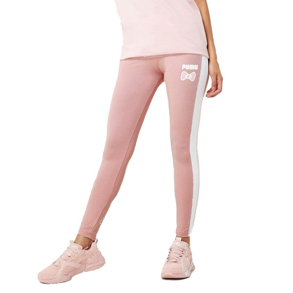 Puma Hello Kitty 女 粉色 緊身褲 長褲 Leggings 運動 健身 瑜珈 彈性 棉質 緊身褲 59714014