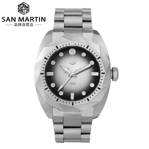 錶帶~San Martin軍魂訂製錶全自動機械原創鈦合金潛水運動手錶男SN070