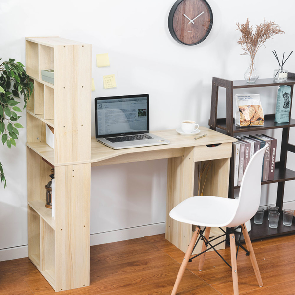 樂嫚妮 多格書櫃型書桌/電腦工作桌-寬120深50高131cm-楓櫻木色