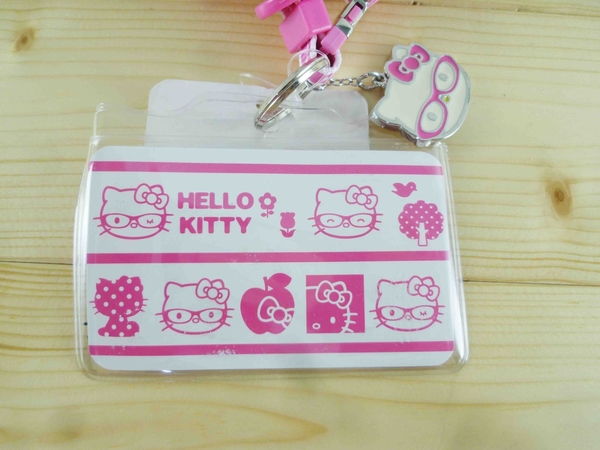 【震撼精品百貨】Hello Kitty 凱蒂貓~KITTY證件套附繩-眼鏡圖案-粉色 product thumbnail 3