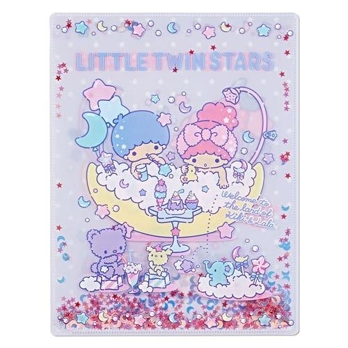 【震撼精品百貨】Little Twin Stars KiKi&LaLa~Sanrio 雙星仙子亮片裝飾雙開式文件夾(A4)#36895