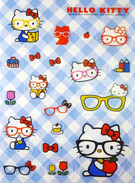 【震撼精品百貨】Hello Kitty 凱蒂貓~KITTY貼紙-眼鏡(紅)