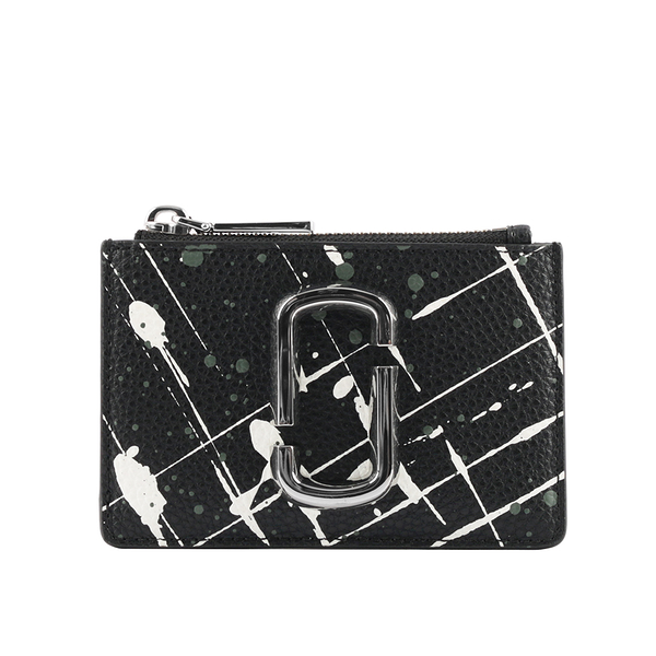 【MARC JACOBS】THE SPLATTER 潑墨圖案拉鍊鑰匙圈卡夾/零錢包(黑色) S152L01SP22 002