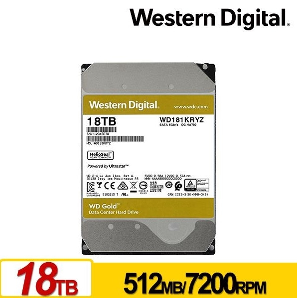 WD 金標 18TB 3.5吋 SATA 企業級硬碟 WD181KRYZ product thumbnail 2