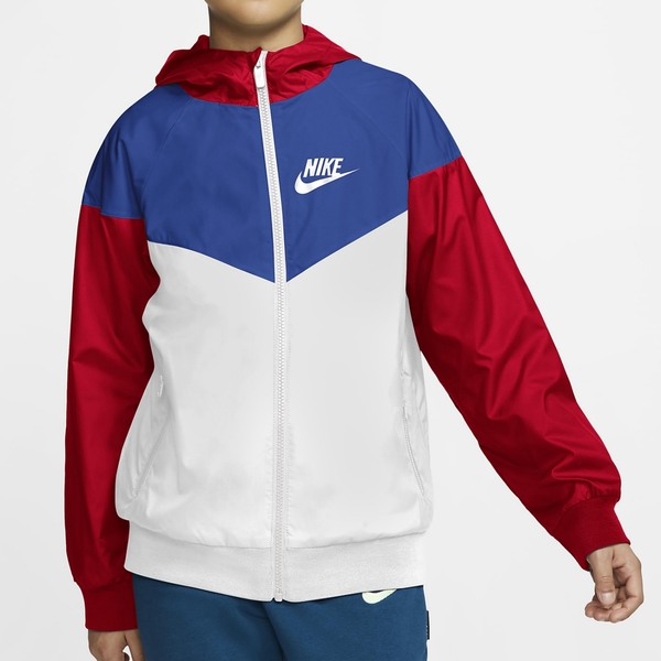 NIKE Sportswear WR 童裝 大童 外套 連帽 休閒 透氣 拉鍊口袋 紅藍【運動世界】850443-108 product thumbnail 2