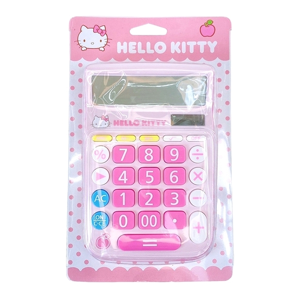 小禮堂 Hello Kitty 12位元太陽能大按鍵計算機 (粉點點大頭款) 4710884-959566