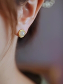 小露珠天然和闐玉純銀耳釘女中國風金鑲玉高級感輕奢玉石耳飾耳環
