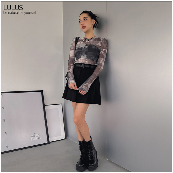 LULUS/時髦玫瑰花網紗合身上衣灰【A01240030】 product thumbnail 3