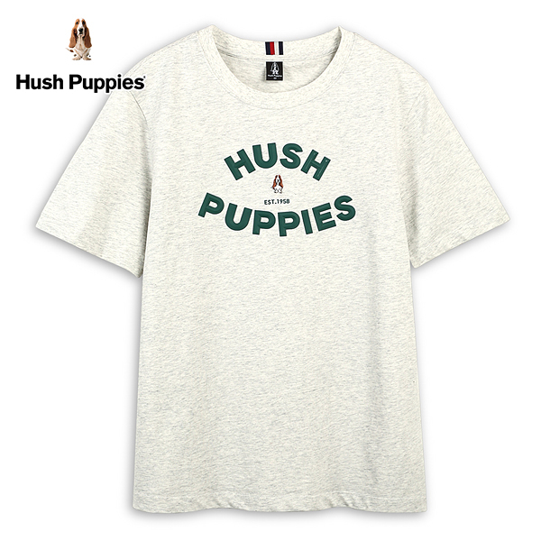 Hush Puppies T恤 男裝素色立體品牌英文矽膠刺繡狗T恤