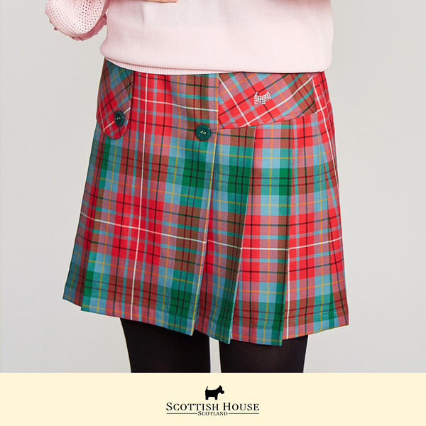 【Scottish House】 裝飾蓋片 兩側百褶 正格 短裙 (CFT12114)