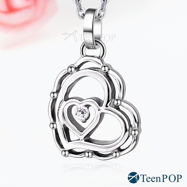 鋼項鍊 ATeenPOP 珠寶白鋼 薔薇之心 愛心項鍊 女項鍊 情人節禮物