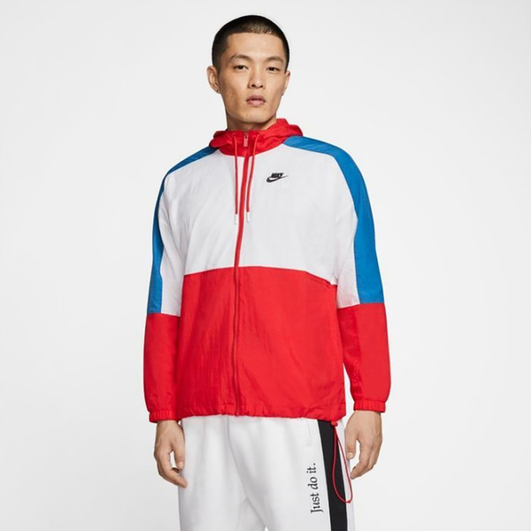 Nike Windbreakers 男裝 連帽外套 風衣 防潑水 拼接 白藍紅【運動世界】CJ4561-657 product thumbnail 3